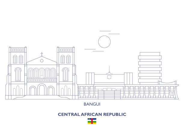 bangui stadt skyline, zentralafrikanische republik - bangui stock-grafiken, -clipart, -cartoons und -symbole