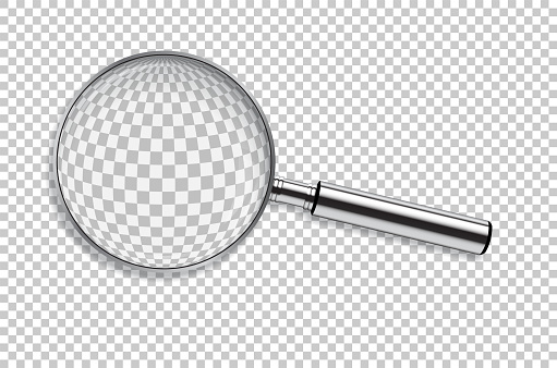 Vector realistic metal magnifier isolated on transparent background.