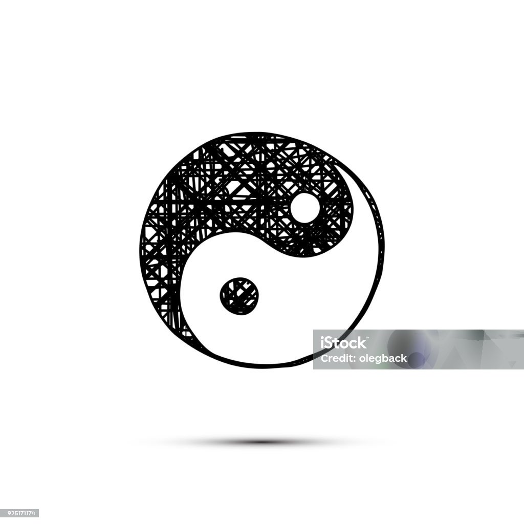 Vector hand drawn yin-yang symbol isolated on white. Yin Yang Symbol stock vector