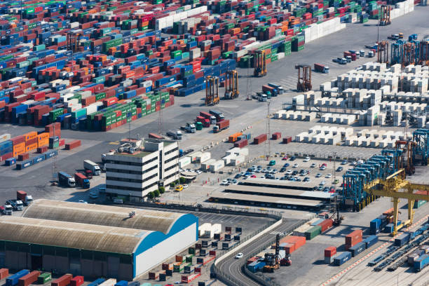 istock Liquid gas storage tanks with cargo container in harbour, Barcelona 925171596