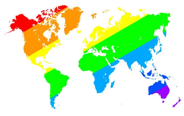 Vector illustration of Gay pride world map. Gay pride concept – vector