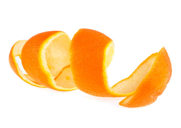 istock Spiral orange peel on a white background 925172652