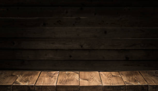 istock Old wooden tabletop and wooden wall. 925172936