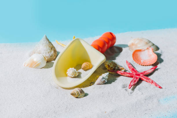 istock Summer beach vacation and accessories on blue wooden background. 925173112