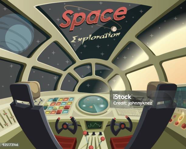 Exploration De Lespace Vue Depuis Le Poste De Pilotage De Vaisseau Spatial Vecteurs libres de droits et plus d'images vectorielles de Vaisseau spatial - Véhicule spatial