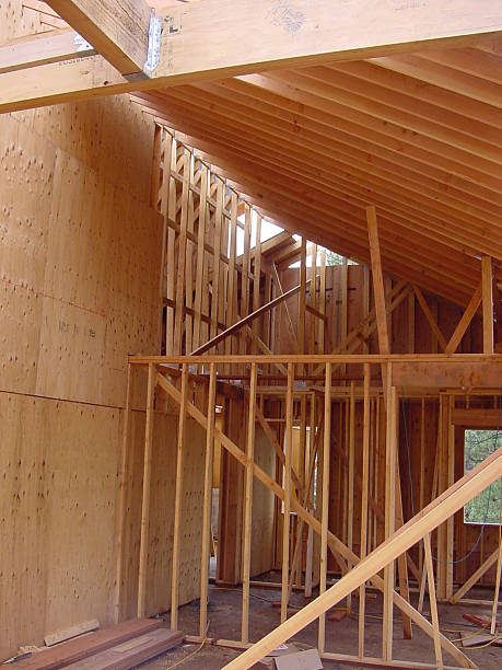 istock Roof and wall framing with shearwall construction 92517623