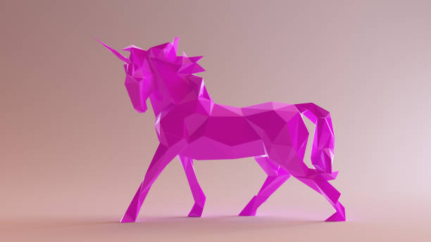 istock Pink Unicorn made out of triangles 925179696