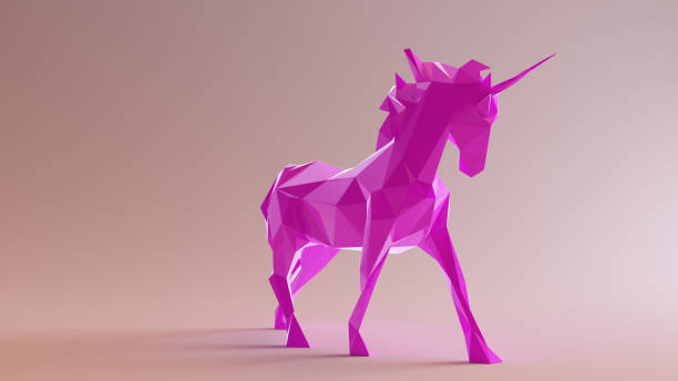 istock Pink Unicorn made out of triangles 925179840