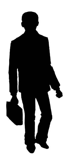 Bекторная иллюстрация Бизнесмен с чемодан Векторные силуэт