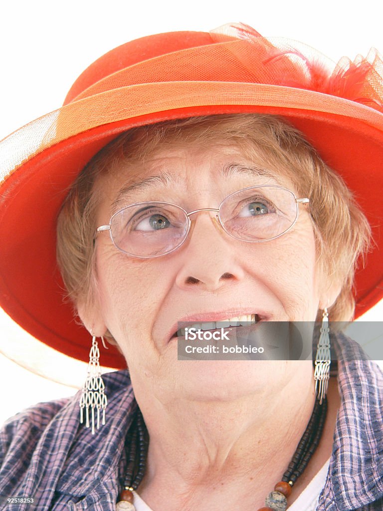 senior-red hat onorevoli club - Foto stock royalty-free di 70-79 anni