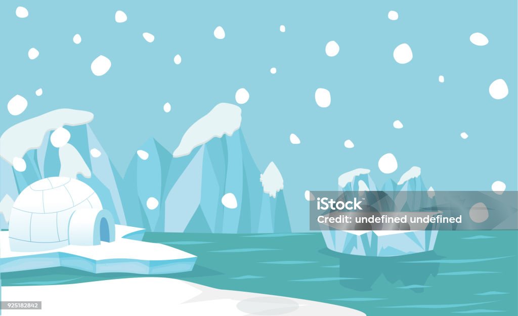 North pole Arctic landscape background Vector illustration, Flat and minimal vector eps file With Copy Space Flat Vector Illustration Antarctica stock vector