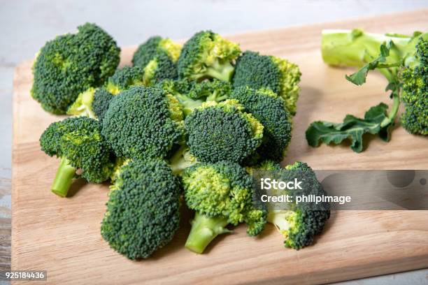 Tasty Broccoli On A Wooden Board Stock Photo - Download Image Now - Agriculture, Branch - Plant Part, Broccoli