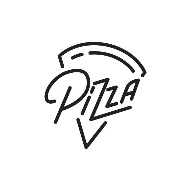illustrations, cliparts, dessins animés et icônes de pizza. illustration de pizza de lettrage. emblème de badge étiquette pizza - pizzeria