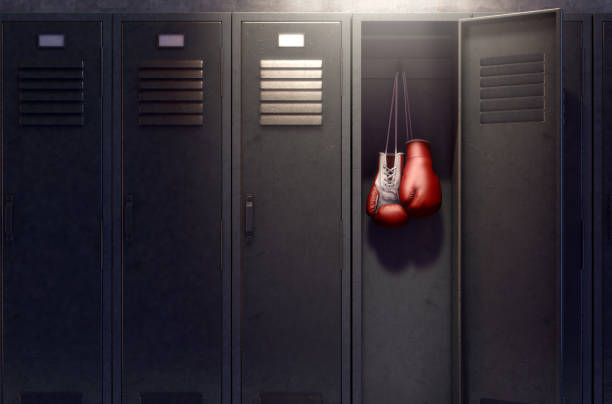 istock Open Locker And Hung Up Boxing Gloves 925188936