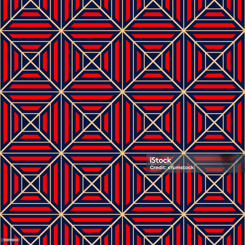 Geometric Seamless Pattern Colored Red And Blue Background Stock ...