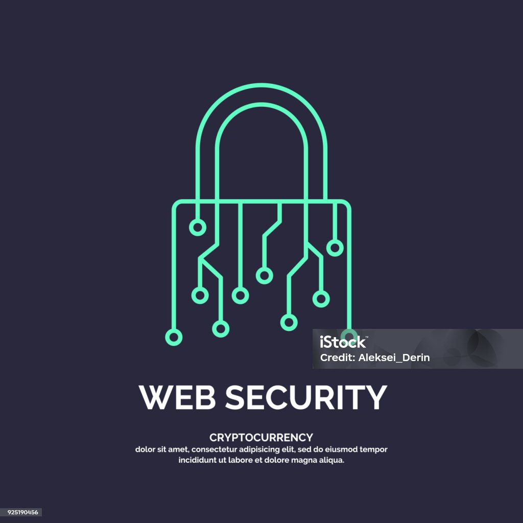 Web security for cryptocurrency. Global Digital technologies Web security for cryptocurrency. Global Digital technologies. Vector illustration Security stock vector