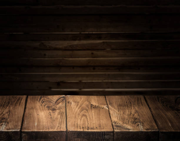 istock Old wooden tabletop and wooden wall. 925190536