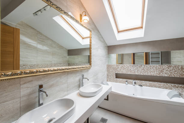 istock Interior of a luxury bathroom in loft apartment 925190580
