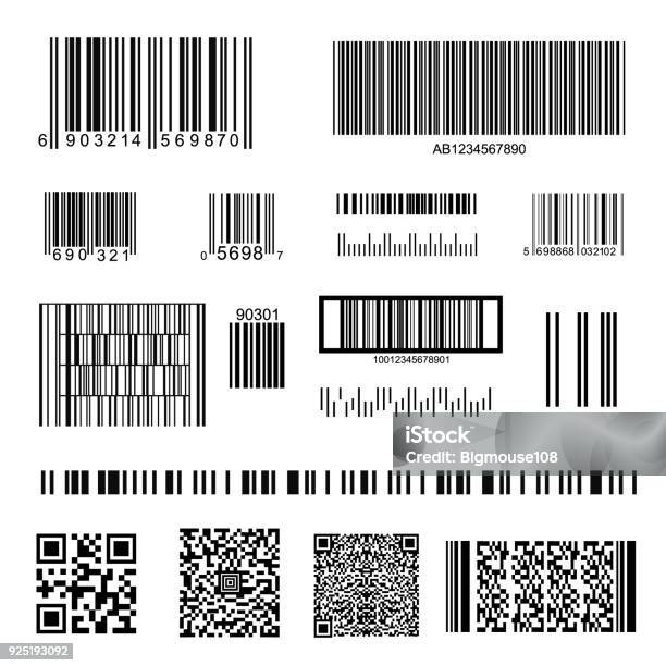 Text Bar Code Barcode And Qr Code Set Vector Stock Illustration - Download Image Now ...