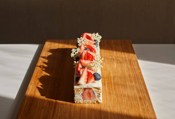 Shortcake with strawberry and blueberries
