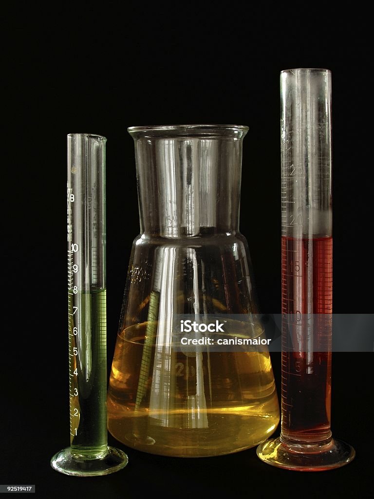 Laboratório vidro isolado no preto - Royalty-free Alcalino Foto de stock
