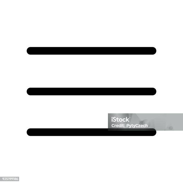Three Bar Line Icon Symbol Of Menu Outline Modern Design Element Simple Black Flat Vector Sign With Rounded Corners Stock Illustration - Download Image Now