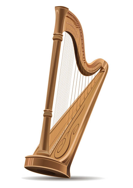 ilustrações, clipart, desenhos animados e ícones de harpa de concerto. instrumento musical de cordas de irlandês nacional - musical instrument string illustrations