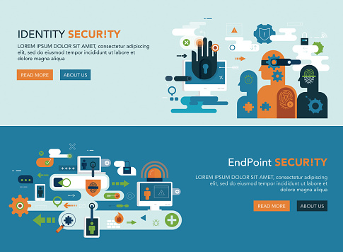 Two web banner templates with flat vector illustration depicting identity and EndPoint security concept.