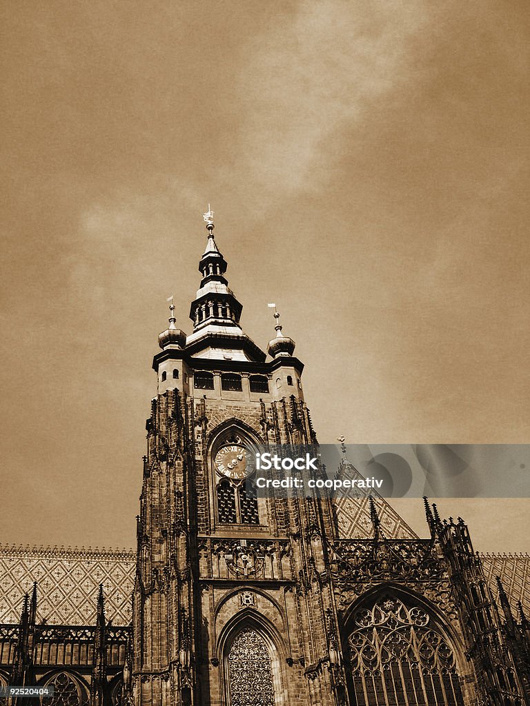 Praga em Sépia. Catedral de St Vitus - Royalty-free Ao Ar Livre Foto de stock