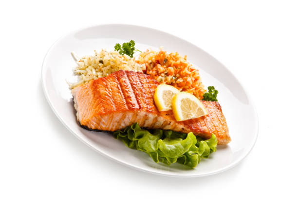 istock Fish dish - grilled salmon and vegetable salad 925206108