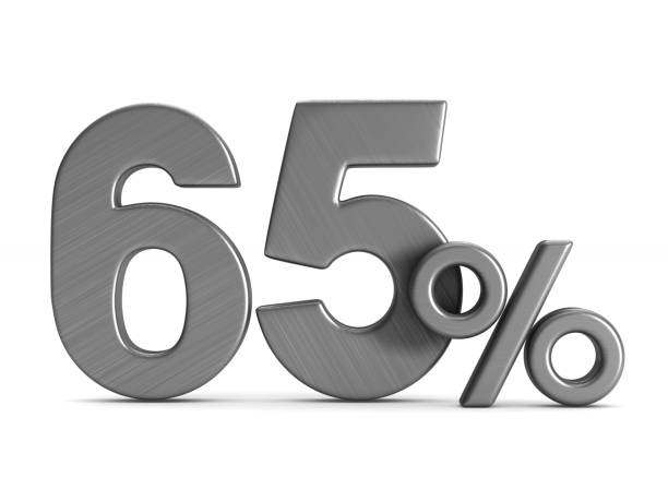 istock sixty five percent on white background. Isolated 3D illustration 925207592