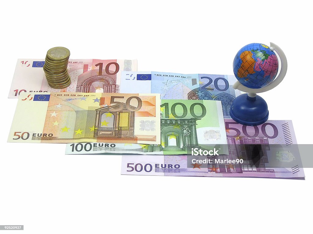 Euro pieniądze i world globe - Zbiór zdjęć royalty-free (Banknot)