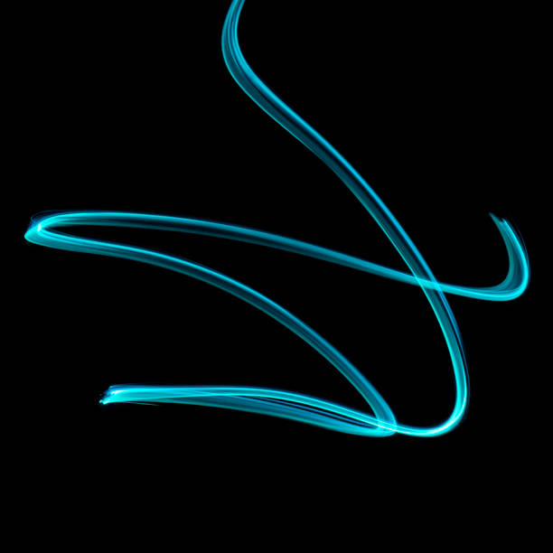 blue light painting against black background