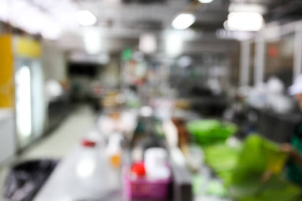 istock Blurred background of kitchen interior in hotel or restaurant 925211818