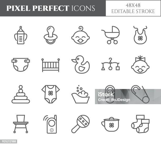 Baby Theme Pixel Perfect 48x48 Icons Stock Illustration - Download Image Now - Baby - Human Age, Icon Symbol, Group Of Objects