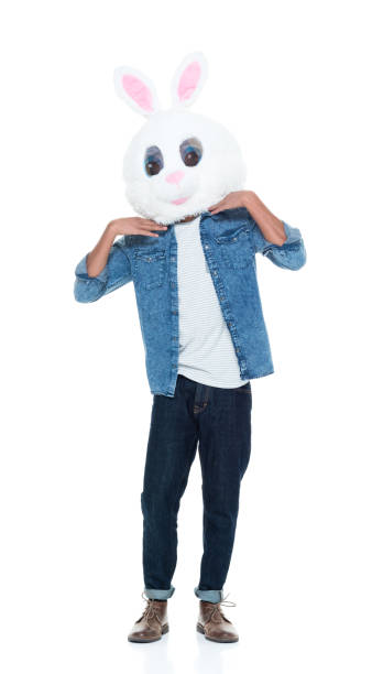 istock Hip young male wearing a bunny mask 925223572