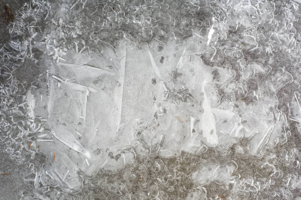 istock texture, background. Frozen water in a pool, a crust surprising pattern frozen water 925224952