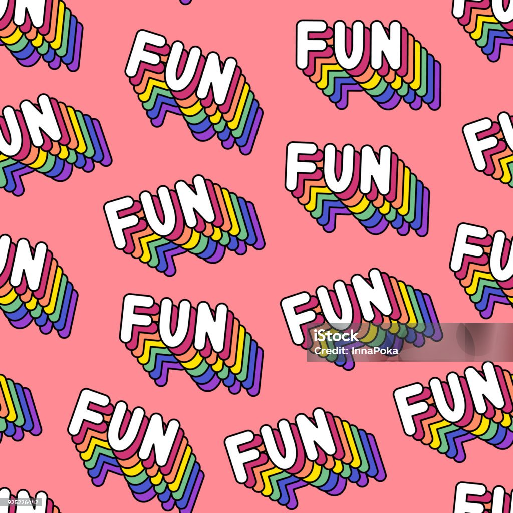 Fun Word Pattern Seamless Pattern With Words Fun Stock Illustration - Download Image Now ...