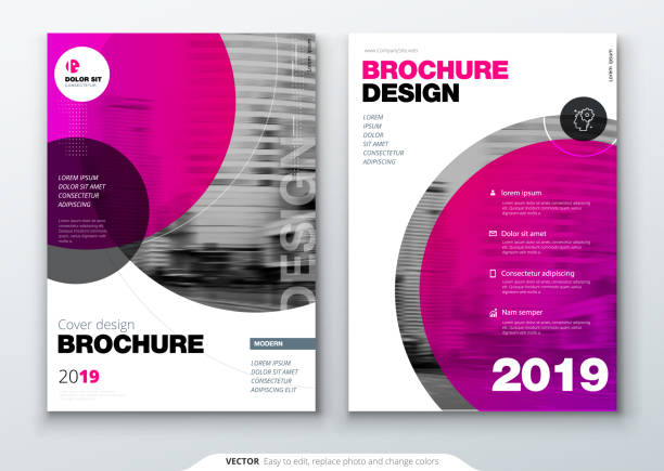 Brochure template layout, cover design annual report, magazine, flyer or booklet in A4 with color circle shapes in swiss or magna style. Vector Illustration. Brochure template layout, cover design annual report, magazine, flyer or booklet in A4 with color circle shapes in swiss or magna style. Vector Illustration modern magazine layout stock illustrations