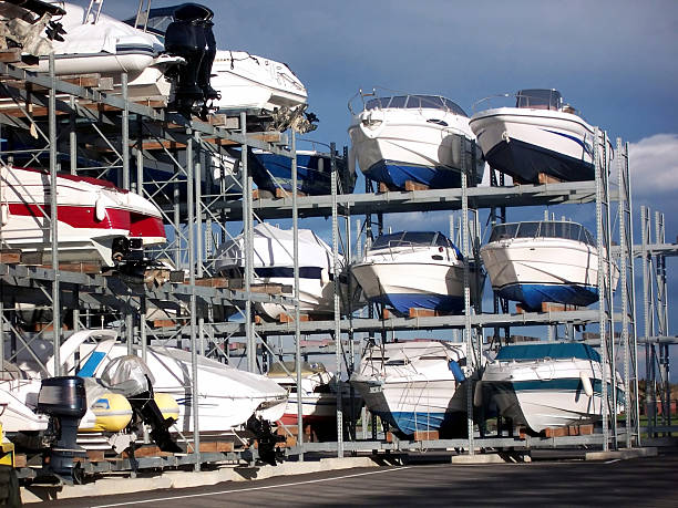 Boat racks stock photo