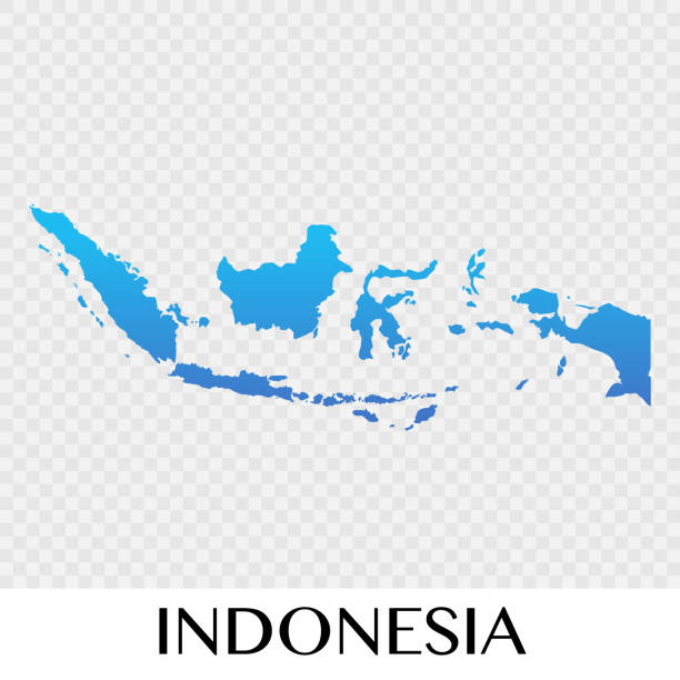아시아 대륙 일러스트 디자인에 인도네시아 지도 - indonesia stock illustrations