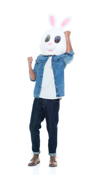 istock Hip young male wearing a bunny mask 925232044