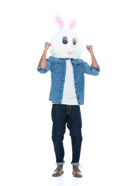 istock Hip young male wearing a bunny mask 925232048