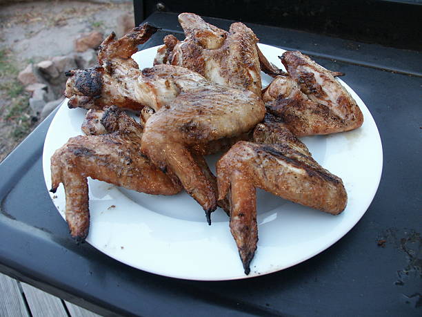 Fresh bbq chicken wings stock photo