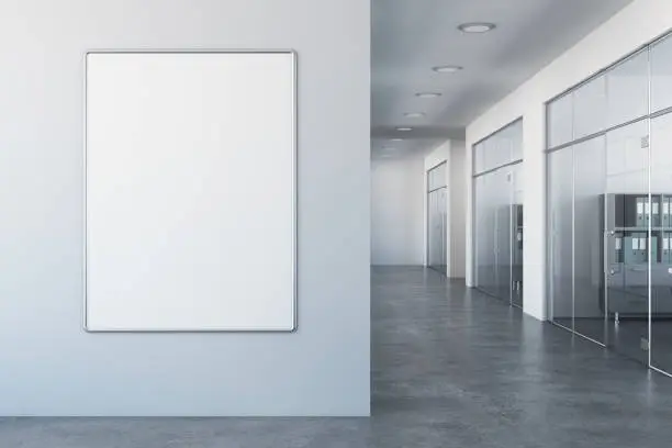 Photo of White office with empty billboard