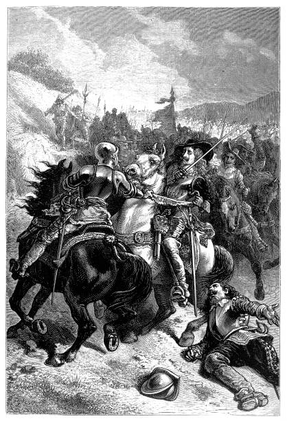 istock Battle of Naseby - Charles I in action (with Lord Carnewarth - in full armour) ,14th June 1645 925240088