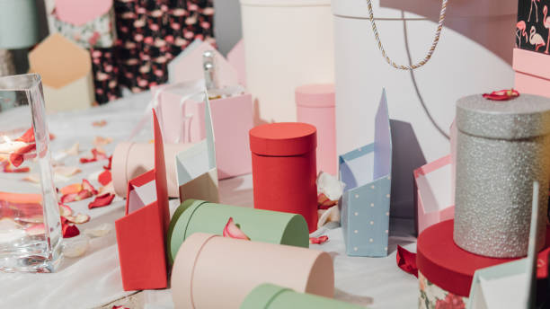 istock gift wrapping close-up. multicolored boxes for gifts 925240820