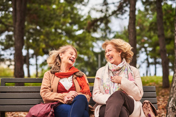 istock Two senoir woman at the park 925241012