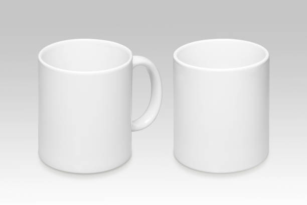 istock Two positions of a white mug on a gray background 925251794
