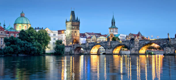 istock Vltava river and Charles bridge by night, Prague, Czech republic 925251858